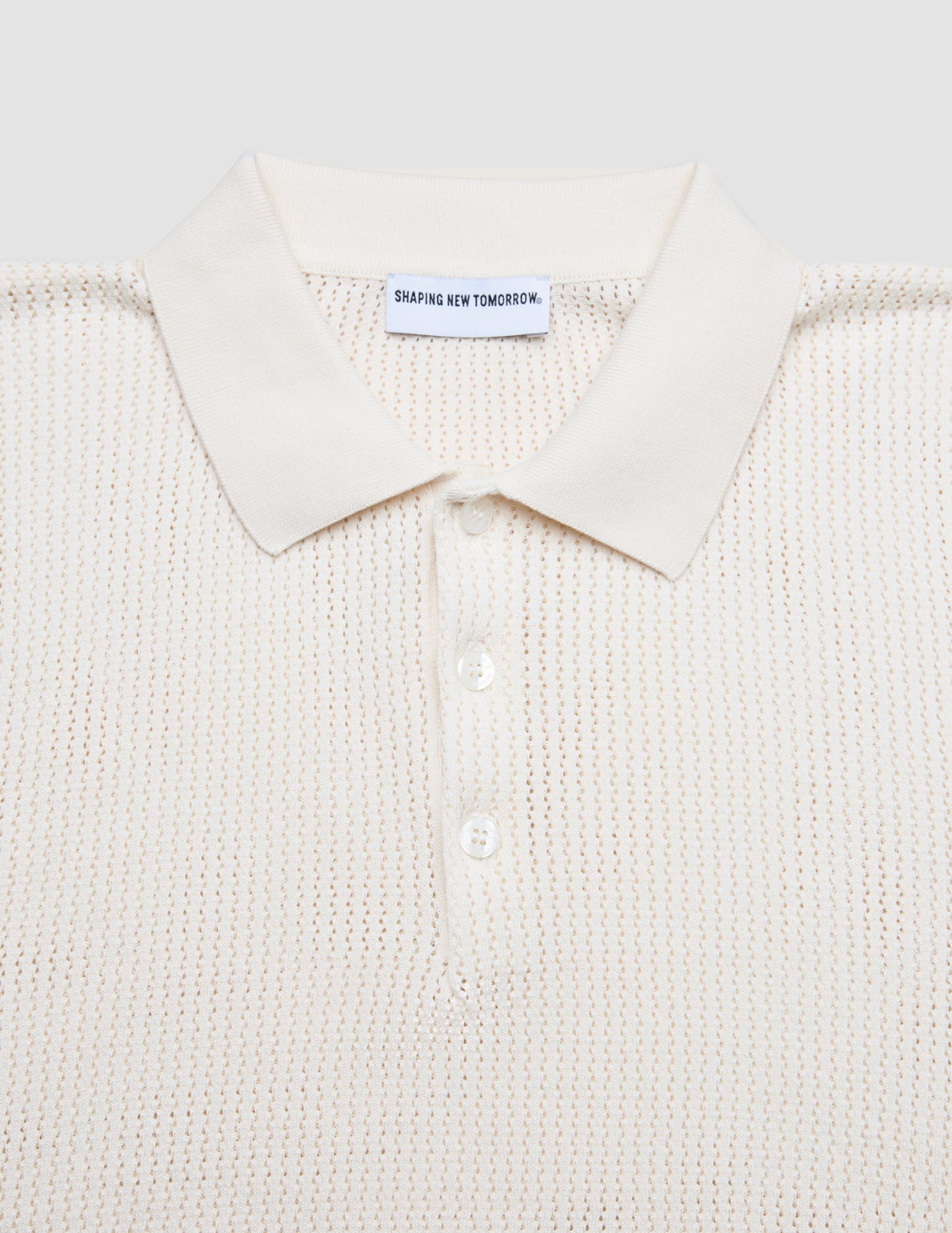 Textured Knitted Short Sleeve Polo Shirt Buttercream